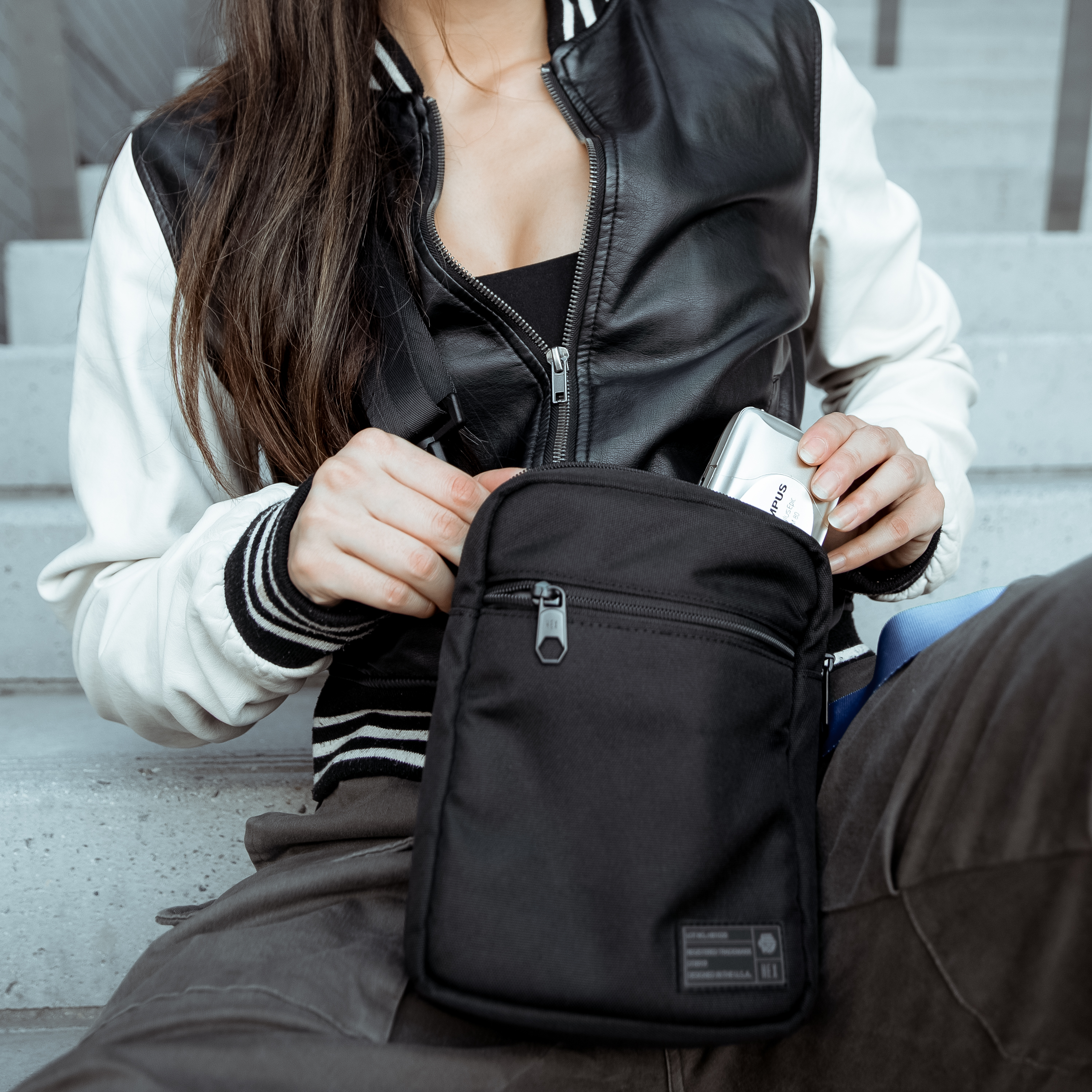 Small Black Sling Crossbody Backpack Shoulder Bag For Men Women, Li